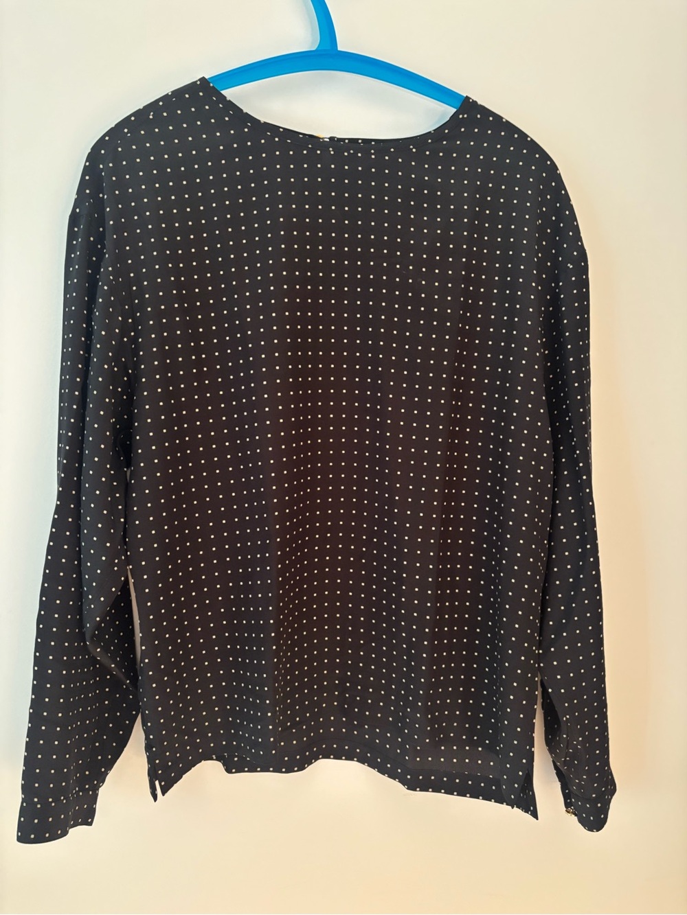 CHANEL Black Long-Sleeve Polka Dot Top